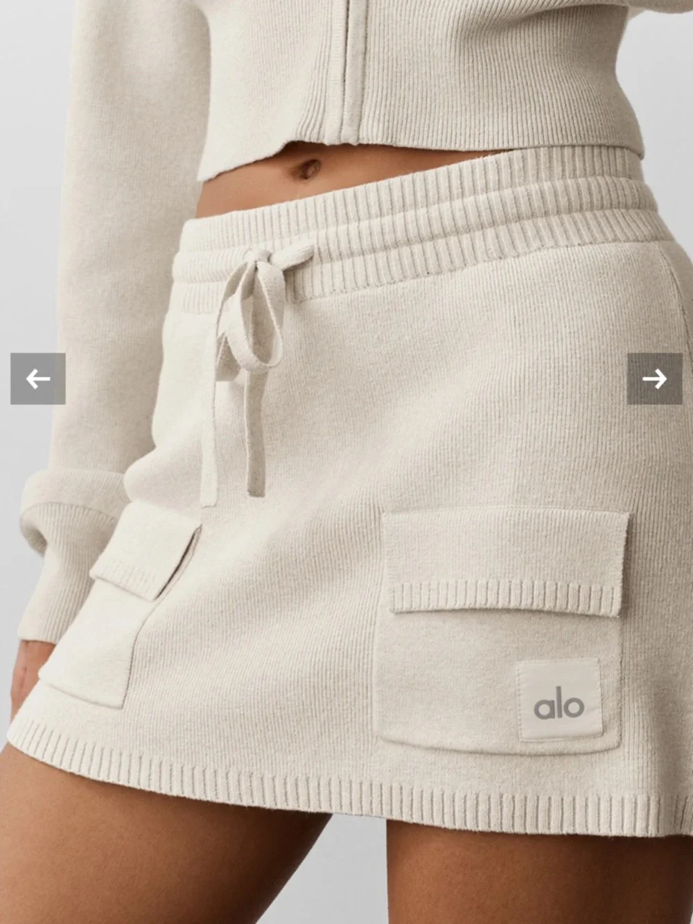 NWT Alo Yoga Scholar Knit Cargo Skirt in Oatmeal Heather size XS
